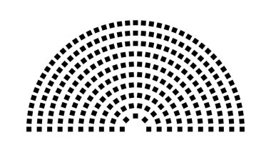 Hemicycle 242 koltuk - 10 sıra - 180 derece