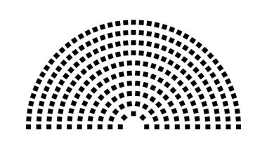 Hemicycle 243 koltuk - 10 sıra - 180 derece