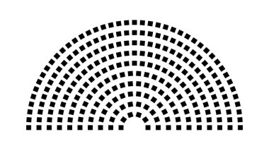 Hemicycle 245 koltuk - 10 sıra - 180 derece