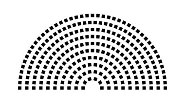 Hemicycle 247 koltuk - 10 sıra - 180 derece