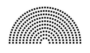 Hemicycle 249 koltuk - 10 sıra - 180 derece