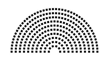 Hemicycle 250 koltuk - 10 sıra - 180 derece