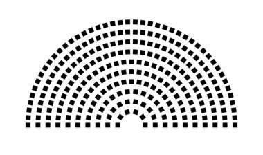 Hemicycle 251 koltuk - 10 sıra - 180 derece