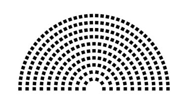Hemicycle 252 koltuk - 10 sıra - 180 derece