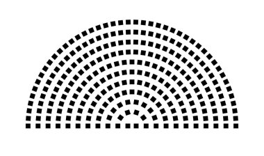 Hemicycle 254 koltuk - 11 sıra - 180 derece