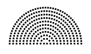 Hemicycle 255 koltuk - 11 sıra - 180 derece