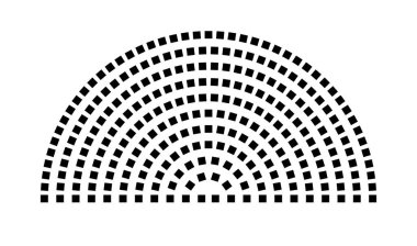 Hemicycle 256 koltuk - 11 sıra - 180 derece