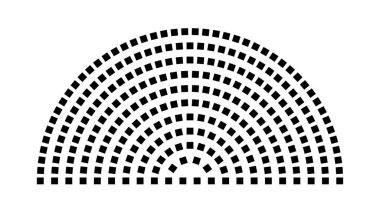 Hemicycle 261 koltuk - 11 sıra - 180 derece