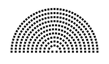 Hemicycle 263 koltuk - 11 sıra - 180 derece