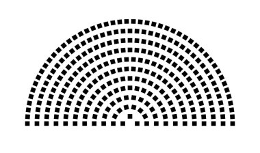 Hemicycle 282 koltuk - 11 sıra - 180 derece