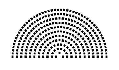 Hemicycle 283 koltuk - 11 sıra - 180 derece