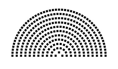 Hemicycle 284 koltuk - 11 sıra - 180 derece