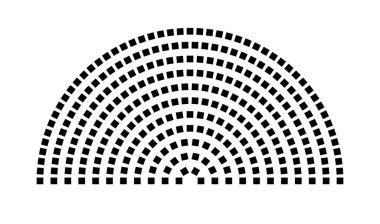 Hemicycle 285 koltuk - 11 sıra - 180 derece