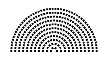 Hemicycle 286 koltuk - 11 sıra - 180 derece