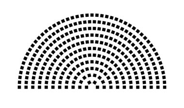 Hemicycle 287 koltuk - 11 sıra - 180 derece