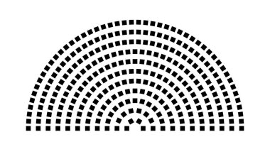 Hemicycle 288 koltuk - 11 sıra - 180 derece