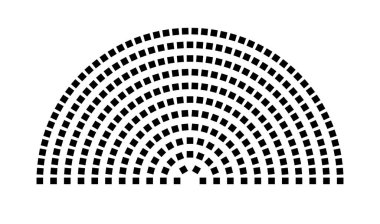 Hemicycle 297 koltuk - 11 sıra - 180 derece