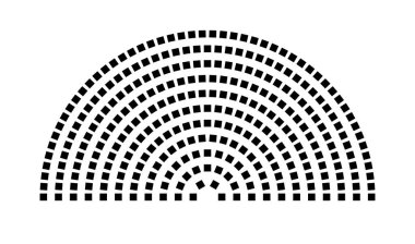 Hemicycle 298 koltuk - 11 sıra - 180 derece