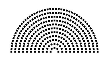 Hemicycle 302 koltuk - 11 sıra - 180 derece