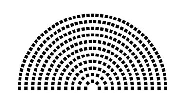 Hemicycle 304 koltuklar - 11 sıra - 180 derece