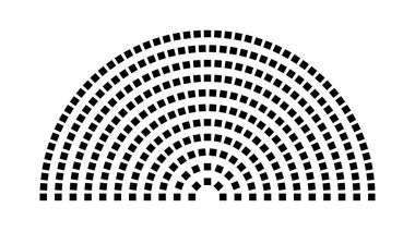 Hemicycle 305 koltuklar - 11 sıra - 180 derece