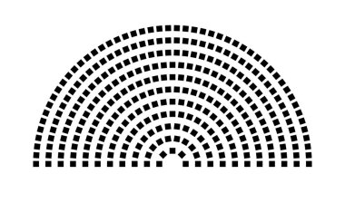 Hemicycle 307 koltuk - 11 sıra - 180 derece