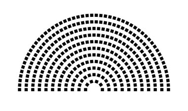 Hemicycle 322 koltuk - 11 sıra - 180 derece