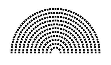 Hemicycle 323 koltuk - 11 sıra - 180 derece