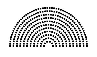 Hemicycle 324 koltuk - 11 sıra - 180 derece
