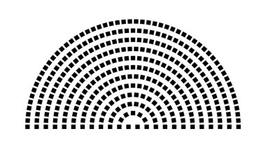 Hemicycle 338 koltuk - 12 sıra - 180 derece