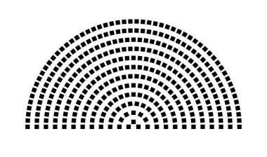 Hemicycle 341 koltuk - 12 sıra - 180 derece
