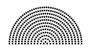 Hemicycle 342 koltuk - 12 sıra - 180 derece