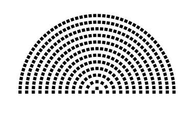 Hemicycle 343 koltuk - 12 sıra - 180 derece