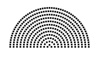 Hemicycle 344 koltuk - 12 sıra - 180 derece