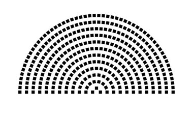 Hemicycle 345 koltuk - 12 sıra - 180 derece