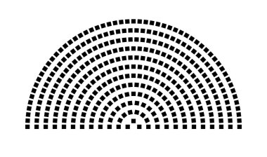 Hemicycle 348 koltuk - 12 sıra - 180 derece