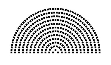 Hemicycle 349 koltuk - 12 sıra - 180 derece