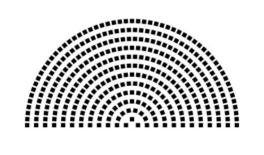 Hemicycle 350 koltuk - 12 sıra - 180 derece