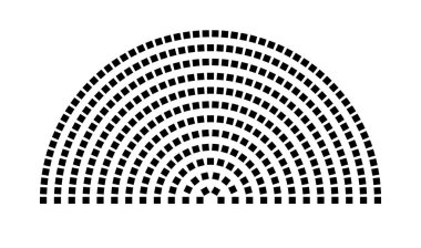 Hemicycle 355 koltuk - 12 sıra - 180 derece