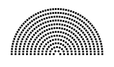 Hemicycle 363 koltuk - 12 sıra - 180 derece