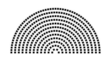Hemicycle 364 koltuk - 12 sıra - 180 derece