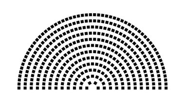 Hemicycle 367 koltuk - 12 sıra - 180 derece