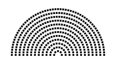 Hemicycle 372 koltuk - 12 sıra - 180 derece