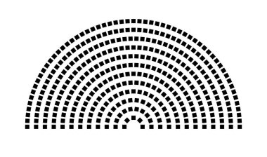 Hemicycle 374 koltuk - 12 sıra - 180 derece