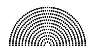 Hemicycle 373 koltuk - 12 sıra - 180 derece