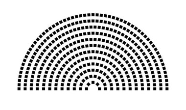 Hemicycle 375 koltuk - 12 sıra - 180 derece