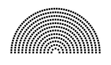 Hemicycle 378 koltuk - 12 sıra - 180 derece