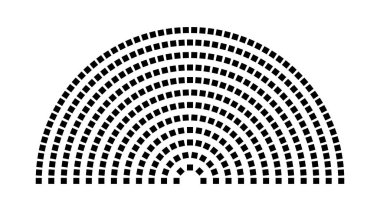 Hemicycle 377 koltuk - 12 sıra - 180 derece