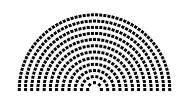 Hemicycle 379 koltuk - 12 sıra - 180 derece