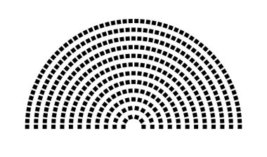 Hemicycle 382 koltuk - 12 sıra - 180 derece
